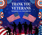 Veterans Day Backdrop Decorations Patriotic Banner 12x10ft by Pnylzzyxh