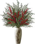 ICX 4Pcs 36" Real Touch Norfolk Pine Stems with Red Berry Faux Xmas Sprigs by ICXSeasonalFlowersGardenDecor