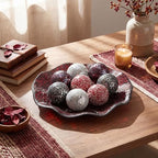 Suclain Centerpiece Bowl and Decorative Balls Set 8 Pcs Table Mosaic Plate with 2.4 Inch Glass Mosaic Orbs Glass Turquoise Tray and Spheres for Centerpiece Table Home Vases Decor (Red and Black) - Image 5