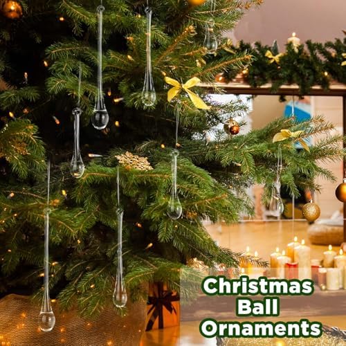 66 Pcs Clear Glass Teardrop Christmas Ornaments,4 Medium Size - Image 5