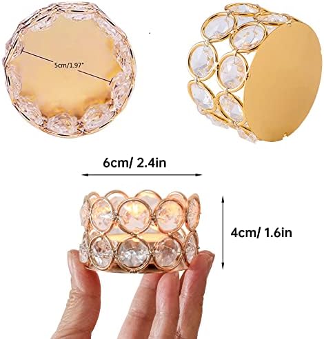 Pack of 20 Gold Crystal Tealight Candleholders - Candlestick Bowls Tea Lamp Candle Holders, Votive Candlestick Holders for Table Centerpieces, Diwali Decorations for Wedding Holiday Party Home Decor - Image 5