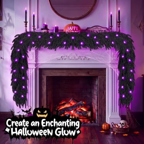 DOIOWN Pre-Lit 6FT Black Norfolk Pine Halloween Garland - Image 2