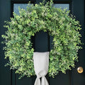 26" Artificial Eucalyptus Wreath with Sash for Front Door Decoration(Green) by YXZZWL