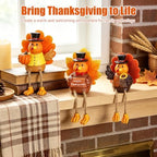 Thanksgiving Decorations Turkey Figurines Set of 3, with Dangling Legs - Image 2