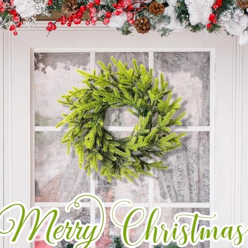 8 Pcs Christmas DIY Gree Wreath 10 Inch Green Artificial Wreaths DIY Faux Plain Wreaths Front Door Green Farmhouse Cabinets Wreath Indoor Outdoor Wall Decor(Pine Needle) - Image 4