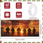 16x7Ft Patriotic American Soldier Silhouette Garage Door Decoration Flag, Military Tribute flag - Sunset USA Flag Themed Outdoor Decor - Image 3