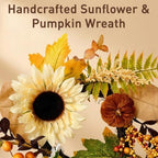 Fall Wreat 2X 12 Handcrafted Harvest Wreaths, Glitter GIVE Thanks Bunting, Ivory Ruched Runner 35x71, Front Door Wall Dining Table Decorh Table Runner Bunting Set Home Decor - Image 4