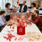 Norme 32 Pack Chinese New Year Decorations 14 Pcs Artificial Red Berries and Gold Leaves Branches with 18 Pcs Decor Pendants, Lunar New Year Table Centerpiece Fortune Lucky Tree Floral Arrangement - Image 6