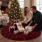 Hollowfly 48 Inch Ruffled Velvet Christmas Tree Skirts Burgundy Tree Skirt - Image 4