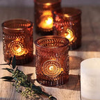 Amber Votive Candle Holders Set of 36- Glass Tea Lights Candle Holders Bulk - Image 3