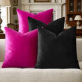 GIGIZAZA Pack of 4 Decorative Velvet Pillow Covers 20x20 Black Hot Pink by GIGIZAZAFocusingonhomedecoration