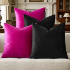 GIGIZAZA Pack of 4 Decorative Velvet Pillow Covers 20x20 Black Hot Pink by GIGIZAZAFocusingonhomedecoration