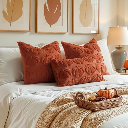 MIULEE Fall Pillow Covers Pumpkin Fall Decor 24x24 Rust - Image 3