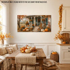 WAXWHELK Fall Farmhouse Canvas Wall Art, Autumn Rustic Farmhouse Pumpkin Porch Welcome Sign Painting Pictures, Thanksgiving Artwork for Living Room Bedroom Home Decor (20"x40") - Image 3