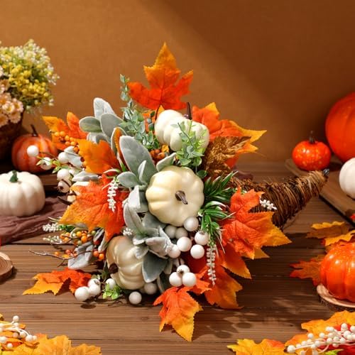 Knitgrip Thanksgiving Fall Table Harvest Cornucopia Centerpiece, Green by Knitgrip