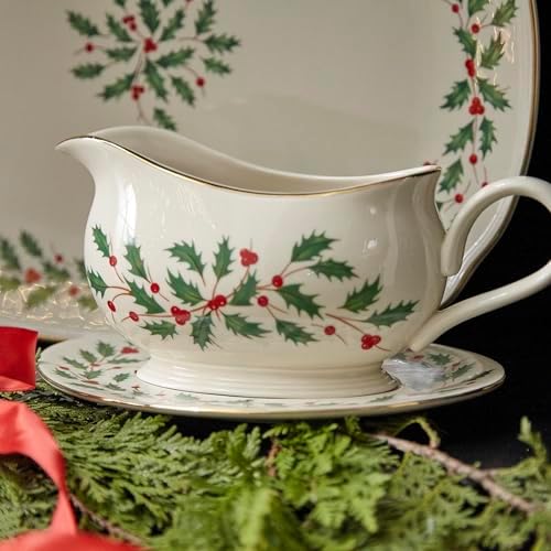 Lenox Holiday Porcelain Christmas Gravy Boat with Stand, 16oz - Image 5