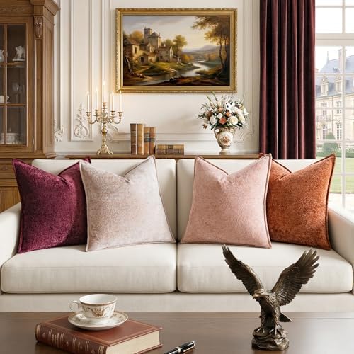 a moment Throw Pillow Covers 26X26 Inch 4 Packs,Soft Velvet Decorative Pillow Cases with 3D Ice Flower,Texture Modern Accent Cushion Covers for Sofa Couch Home Decor Desert Rose - Image 5