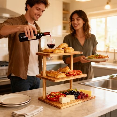 Upgraded Countertop Coffee Station Organizer, 3 Tier Wooden Shelf for Coffee Bar Accessories, Condiment Storage Caddy for Kitchen, Display Rack for Cupcake Tea Cups Kitchen Office - Image 5