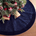 Arrowbash 48 Inch Velvet Christmas Tree Skirt Quilted Tree Skirt, Navy Blue by Arrowbash