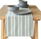 Over&Back 18x108 Woven Striped Table Runner - Washable Table Runners for a Custom Home Decor Tablescape - Coffee Table, Dinner Table, Living Room - Green by overback