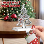GUOER 4 Pack Snowflake Christmas Stocking Holder Set for Mantle Christmas Decorations Mantle Fireplace Topper-Snowman Reindeer and Christmas Tree Hangers Decorative Metal Hanger (Red Rhinestone) - Image 6