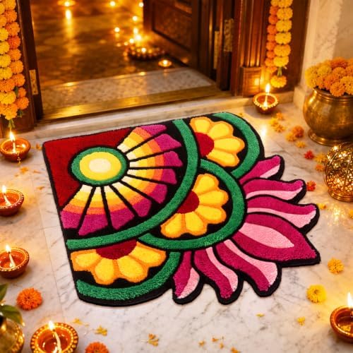 Frienda 24 Inch Rangoli Doormat Indian Pooja Decorations for Home, Vibrant by Frienda