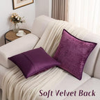 FUTEI Pack of 2 Chenille Soft Throw Pillow Covers 22x22 Inch, Purple - Image 5