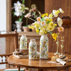 Teweiqi Vintage Vase Set of 3, Ceramic Flower Vases Decor, Rustic Farmhouse Vases Retro Decorative Vases, for Home Living Room Kitchen Table Mantle Shelf Decor - Lemon - Image 4
