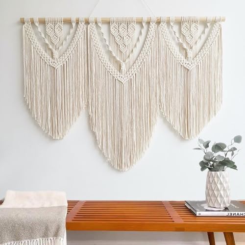 Achart Macrame Wall Hanging Large- Boho Wall Decor- large wall art- Wall Decor Living Room- Macrame Tapestry Boho Decor for Bedroom (Beige-C) - Image 5