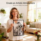 Black Metal Botanical Wall Art, Boho Farmhouse Flower Bathroom Wall Decor - Image 3