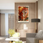 Chinese Lunar Year of the Tiger Art Print – Bold Valiant Powerful Adventurous Zodiac Wall Decor with Red Peony & Gold Cloud Pattern for Home Office and Apartment 12X18 in Black Framed - Image 7