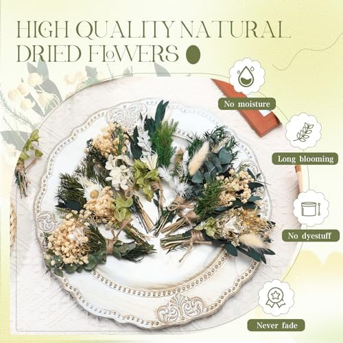 Layhit 12 Pcs Mini Dried Flower Bouquet Boho for Wedding,Fresh - Image 3