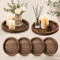 Sintuff 6 Pcs Wooden Candle Plate Holder Tray, Brown by Sintuff