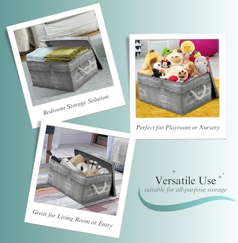 Sorbus Decorative Storage Boxes with Lids, Foldable Organizer (Gray) - Image 6