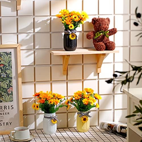 Lyrow 6 Pack Mason Jar Table Centerpiece Faux Christmas Berry Sunflower Lemon and Bell Kitchen Spring Summer Winter Farmhouse Decoration for Home Kitchen Tiered Tray Decoration(Sunflower Style) - Image 4