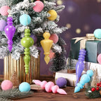 Soaoo 6 Pcs 6.3 in Macaron Color Mercury Glass Finial Christmas Ornaments - Image 2