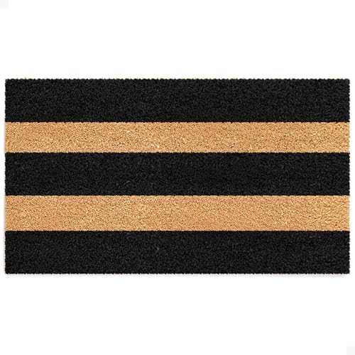 THEODORE MAGNUS Door Mat - Welcome Mat for Front Door with Non-Slip Backing - Durable Coir Doormat - Perfect for Outside Entrance and Entryway Matt - Outdoor/Indoor - Wide Stripes - 17" x 30" by TheodoreMagnus