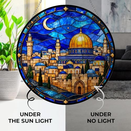 Jerusalem Challah Suncatcher Stained Glass Panels 7.9" - Image 3