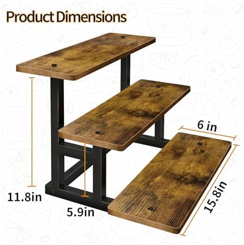 Lilybud--lily 3 Tier Cupcake Stand, Wooden Risers Display Stands Stepped Dessert Table Display Set with Metal Frame Tiered Tray Stand Serving Trays for Party Farmers Market Display - Image 2