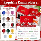 Personalized Christmas Stockings with Embroidered Name & Monogram,Custom 3D Xmas Character Stocking 3 Pack 18” Large,Santa,Snowman & Reindeer Fireplace Hanging Red Burlap Plaid Stockings(B) - Image 4