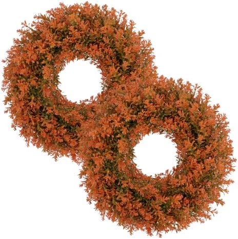 U'Artlines 17" Fall Front Door Boxwood Wreaths, Artificial Harvest Wreath by UArtlines