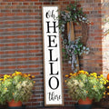 Oh Hello There Outdoor Welcome Sign, 45"X9", Wood White by flowtorely