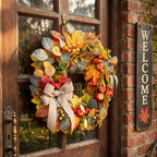 Suncalla 24" Fall Apple Wreath for Front Door, Maple Leaves Harvest Decor - Image 2