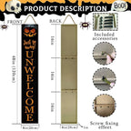 Happy Halloween Unwelcome Sign for Front Door Boo Halloween Wooden Standing For Patio Holiday Standing Go Away Signs Halloween Pumpkin Decorations for Porch 48"×8" - Image 7