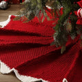 NIBESSER Red Knit Christmas Tree Skirt 48" for Christmas Decorations - Yarn Thick Rustic Cable Knit Tree Skirt Mat for Home Party Holiday Ornaments by NIBESSER