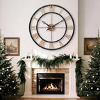 30 Inch Metal Large Wall Clock with Vintage Gold Roman Numerals - Image 3