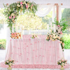 Dusty Pink Pearl Tulle Tablecloths 3 Pack 10ft Floral Sheer Table Linen - Image 3