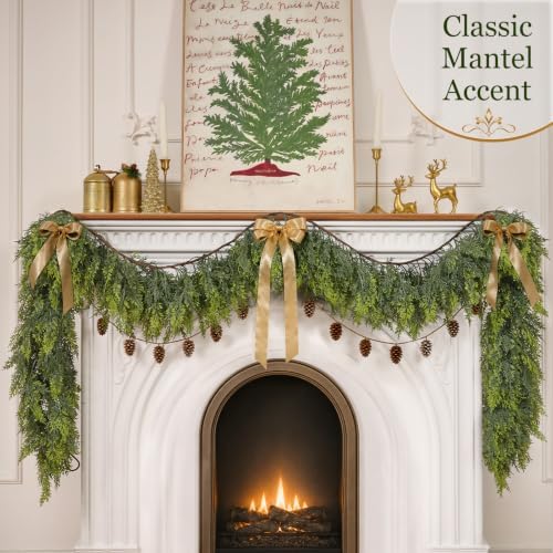 2 PCS 6FT Christmas Artificial Cedar Garland for Mantel - Image 6