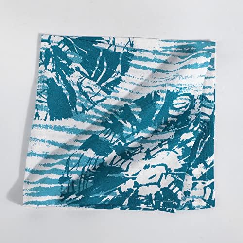 FINGERCRAFT Cloth Napkins Set of 12 Cotton Linen, 20x20 Inch, Shibori Teal - Image 3