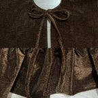 59-Inch Chocolate Brown Ruffled Velvet Christmas Tree Skirt with Bow Ties, Extra Large Vintage Round Pleated Xmas Tree Base Cover for Christmas Holiday Home and Party Decor, 150 cm - Image 4